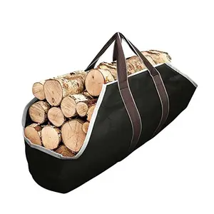Sacola de madeira para lareira interior, sacola grande de lona para levar lenha, suporte para pilha de madeira, sacola para levar lenha