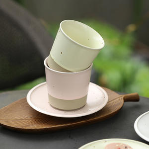 Taza de Cerámica China <span class=keywords><strong>Akita</strong></span> con Diseño de Boca de Cerdo Asado, Hecha a Mano, Estilo Vintage, Horneada en Horno, con Platillo, Asa, Estilo Minimalista Wabi-sabi - Product Image 1