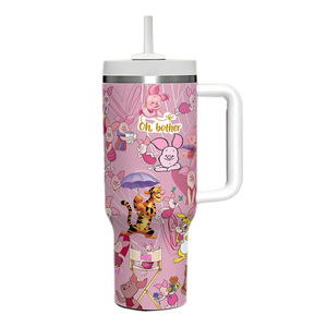 Patrón personalizado Personajes de dibujos animados 40oz Sublimación Vaso Taza de viaje con aislamiento de acero inoxidable Vaso con pajita - Product Image 6