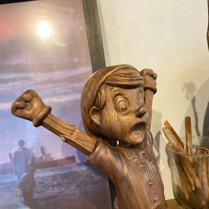 Alta calidad 26cm artesanías de madera mal Pinocao escultura negro nogal madera acción muñecas recoger juguetes estatua - Product Image 3