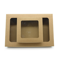 Grande Boîte de Dégustation Noire en Carton pour Petit-Déjeuner, Carrée Rectangulaire avec Couvercle Transparent, Réutilisable, Fenêtre en Papier