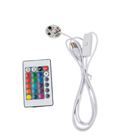 Placa PCB LED SMD RGB Moderna de 5V, 31mm de Diámetro, Control Remoto, Fuente de Luz Nocturna, 24 Teclas, Base de Madera, Cable USB de 1.5m, Mini