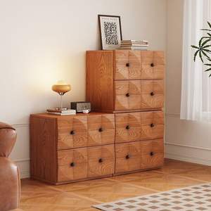 Commode en bois massif en chêne, meuble de rangement modulaire pour salon et chambre à coucher - Product Image 1