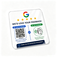 Autocollant Google Business Review NFC en acrylique avec code QR adhésif pour avis clients – Idéal pour restaurants, commerces, hôtels, comptoirs de service