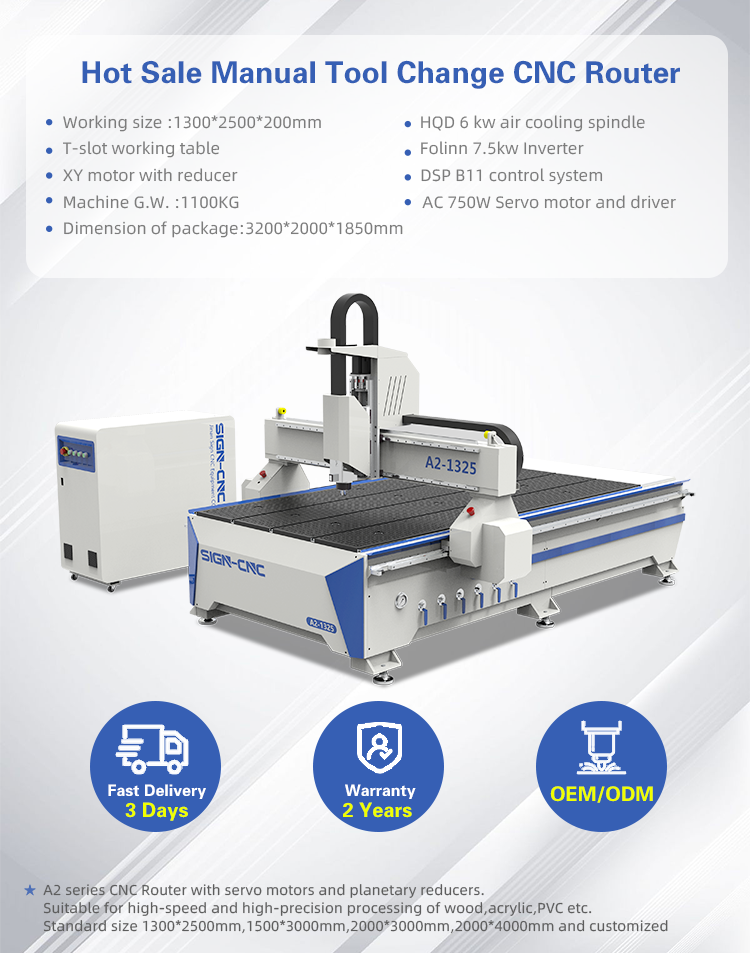A2-1325 CNC Router Machine - 1300x2500mm Woodworking Engraving
