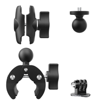Support de fixation à double rotule pour caméra d'action, pince de barre pour GoPro, DJI, Insta360, guidon de vélo/moto, reflex numérique, anneau lumineux