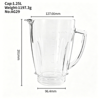 Bol de remplacement carré en verre sodocalcique pour mixeur, 1,25 L (42 oz), ajustement précis pour Oster, conforme aux normes FDA, prix promotionnel