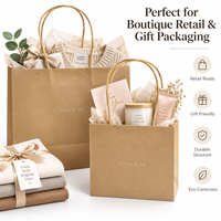 Sacs shopping en papier kraft personnalisés avec logo, poignées torsadées, sacs cadeaux pour boutiques de vêtements, bijoux, petites entreprises et marques.