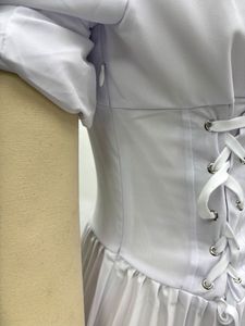 Vestido Casual Blanco con Cuello en V para Mujer, con Cordones en la Parte Delantera, Talla Grande, Tipo Bata, Maxi Vestido, Tallas S-2XL - Product Image 6