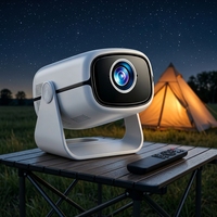 Projecteur LED intelligent avec support rotatif, Android intégré, WiFi, BT, mini, 200 lumens, prise en charge de la vidéo 4K avec télécommande