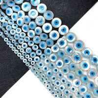 Perles de forme ronde en gros nacre turquoise coquille ronde coquille d'oeil perle pleine forée pour bijoux à bricoler soi-même