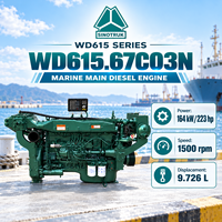 Moteur diesel marin turbocompressé SINOTRUK WD615.67C03N 164 kW 223 CV 1500 tr/min pour bateau de pêche, bateau de travail et navire de transport de marchandises