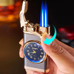 Best-Selling Gas Flame Metal <strong>Lighter</strong> Convenient Wholesale Custom LOGO <strong>Windproof</strong> Cigar Ignition Cigarettes <strong>Lighters</strong> with Watch - Product Image 6