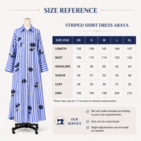 Robe Abaya Longue à Manches Longues pour Femme, Broderie de Paillettes à Rayures Verticales Bleues, Robe Maxi Modeste, Marque Privée OEM