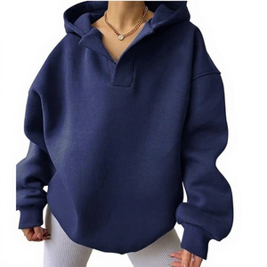 Sweat-shirts à capuche pour femmes en coton 100% avec délavage acide, col oversize, épaules tombantes, manches longues, style mode hiver - Product Image 1