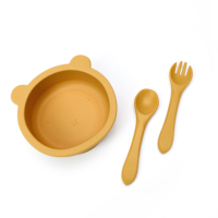 Napperon Infantile De Qualité Alimentaire Vaisselle Enfants Bébé Sans Bpa Salle À Manger ECO Toddler Enfants Manger Silicone Assiette Cuillère Ensemble