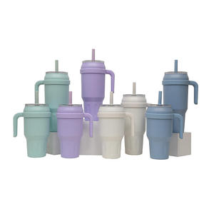 Tasse isotherme portable en acier inoxydable 304 avec poignée, grande capacité, avec paille et grande ventouse – Meilleure vente - Product Image 1