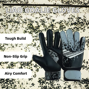 Gants de gardien de but en cuir avancés, antidérapants, avec grip en latex, support des doigts, coupe négative, pour le sport en extérieur - Product Image 2