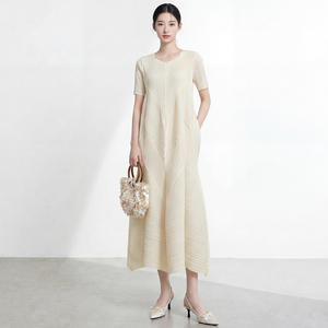 PY 2026 Miyake pleated dress temperament high-end women's wholesale long design niche fluffy plus size hot selling <b>skirt</b> - Product Image 4
