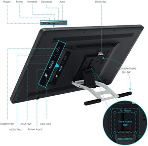 Tableta Gráfica Digital Profesional Huion <span class=keywords><strong>Kamvas</strong></span> Pro 24 con Monitor LCD y Lápiz Óptico - Product Image 6