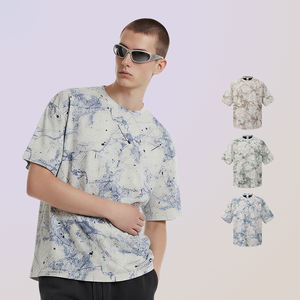 เสื้อยืดยูนิเซ็กซ์ ผ้าคอตตอนผสมโพลีเอสเตอร์ผสมอีลาสเทน 200 แกรม ลายมัดย้อม คุณภาพสูง ทรงบ็อกซี่ คอกลม แขนสั้น พิมพ์ลาย - Product Image 1