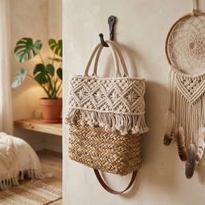 Nieuwste opvouwbare strandtas met twee handvatten van papierstro en zeegras, grote schoudertas voor dames, vakantie - Product Image 2