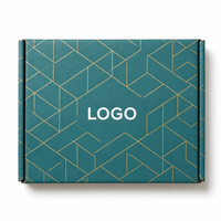 Boîte d'expédition en carton ondulé kraft avec logo personnalisé, écologique, bleu turquoise, géométrique, emballage cadeau pour les entreprises de commerce électronique