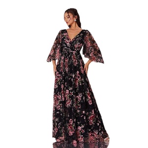 <span class=keywords><strong>Falda</strong></span> Larga <span class=keywords><strong>de</strong></span> Verano con Estampado Floral <span class=keywords><strong>de</strong></span> Chifón, Estilo Francés, con Cuello en V, Ajustada, con Abertura Lateral <span class=keywords><strong>de</strong></span> Encaje, Retro y a <span class=keywords><strong>la</strong></span> Moda para Mujer Europea y Americana - Product Image 5