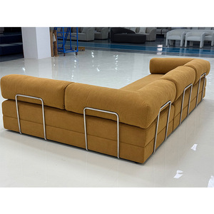 Ensemble modulaire en L en tissu velours côtelé doux avec support en acier inoxydable pour appartement, hôtel, salon - Vente en gros - Product Image 2