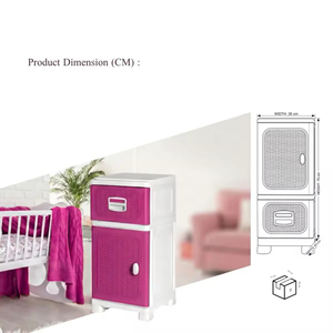 Versatile Foldable Plastic <b>Storage</b> Container Stackable with Rattan Pattern Drawer and Hanging <b>Clothes</b> Pole for Home Use - Product Image 4