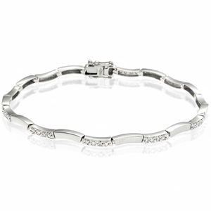 Elegant Simple Design White Gold Tennis Bracelet with Micro Insert Real Round Brilliant Cut Diamond 7 Inches for <b>Men</b> and Women - Product Image 2