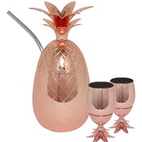Gobelet isotherme en acier inoxydable, tasse à cocktail ananas en cuivre, chopes à bière avec couvercle et paille, tasses à cocktail ananas