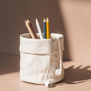 Creative DuPont paper office pen holder, customizable, Nordic minimalist style <b>storage</b> box, desktop <b>makeup</b> brush <b>storage</b> box. - Product Image 1