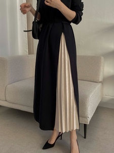 Nuovo Elegante Abito a Metà Lunghezza con Collo Tondo, Dettagli Intrecciati e Cintura in Vita per Donna, Primavera e Autunno - Product Image 4