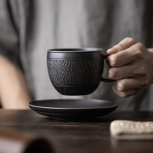 แก้วกาแฟเซรามิกทำมือพร้อมที่จับ ดีไซน์วินเทจแบบจีนโบราณ แก้วเซรามิกเดอฮวาสำหรับใช้ในบ้าน - Product Image 2