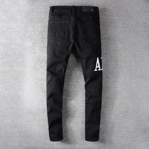 Jeans <span class=keywords><strong>Skinny</strong></span> Elasticizzati da <span class=keywords><strong>Uomo</strong></span> 2025, Nuovi Modelli all'Ingrosso con Ricamo di Lettere e Strappi - Product Image 3