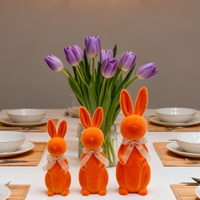 Figurines de lapin de Pâques personnalisées, créatives et colorées, en fausse fourrure, avec nœuds papillon, en polystyrène, pour intérieur, vente chaude