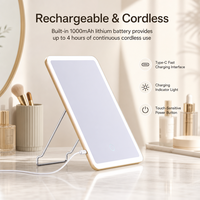 Miroir de maquillage éclairé par LED Portable 360 Rotation écran tactile miroir de courtoisie Rechargeable miroir cosmétique pliant de table