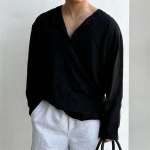 Camiseta de Manga Larga <span class=keywords><strong>para</strong></span> Hombre, Talla Grande (150 kg), Estilo Vintage, Cuello Alto, Ligera, con Forro Polar, Corte Holgado - Product Image 3