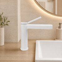 Robinet de lavabo de salle de bain moderne en laiton brossé à poignée unique et à trou unique, avec douchette en céramique intégrée, modèle Ares Idealex, le plus vendu