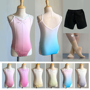 <span class=keywords><strong>Justaucorps</strong></span> de ballet dégradé pour filles, <span class=keywords><strong>justaucorps</strong></span> de danse à bretelles, <span class=keywords><strong>justaucorps</strong></span> de danse pour enfants en spandex, vêtements de danse d'entraînement, logo personnalisé OEM ODM - Product Image 5