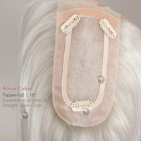 Cheveux de luxe Remy petite base Mono Top dentelle avant indétectable argent cheveux Topper
