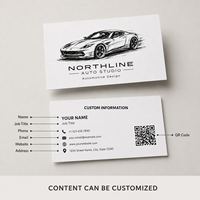 Cartes de visite minimalistes noir et blanc, impression personnalisée recto-verso avec code QR pour l'image de marque de l'industrie automobile