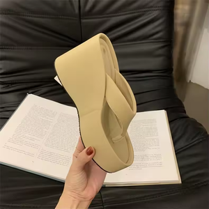 Chaussons élégants pour femmes avec semelle épaisse argentée, tendance, chaussures à talon compensé pour femmes, chaussures décontractées pour l'extérieur - Product Image 5