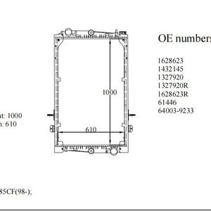 DAF Truck & Car CPU Coolers New OEM <b>Radiators</b> 1628623 1432145 1327920 1327920R 1628623R Plastic & Aluminium Fan Material - Product Image 3