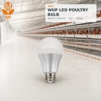 Luz LED para Aves de Corral 5W 7W 9W 48V DC IP67 Sin Parpadeo Regulable E27 Bombilla para Granjas Avícolas para Pollos de Engorde, Ponedoras y Cría