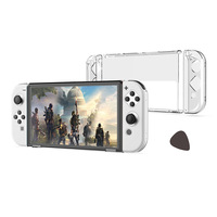 DOBE TPU Crystal Full Housing Shell Set pour console OLED, étui de protection couleur gris TNS-1133C