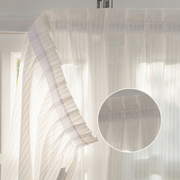 Rideau transparent à rayures verticales auto-adhésif sans perçage XinLan, installation facile, voilage doux pour chambre à coucher, petite fenêtre