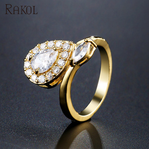RAKOL RP2133 Women's Luxury Gold-Plated Synthetic Zircon Ring New Fashion Design - Product Image 6