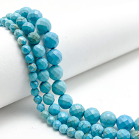 Perles rondes pour la fabrication de bijoux, couleur bleue Turquoise, à facettes, DIY, vente en gros, livraison gratuite